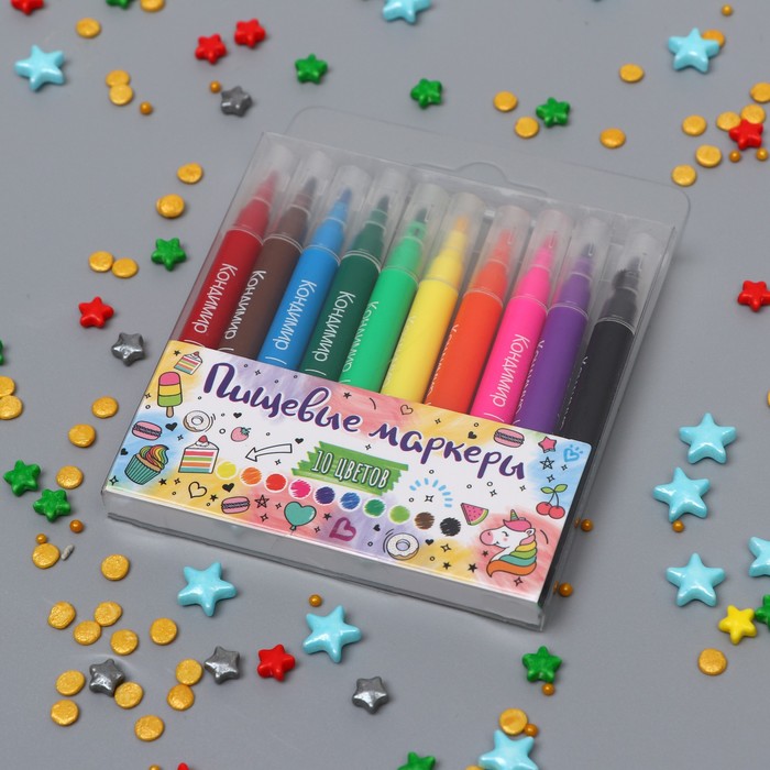 Фломастеры пищевые, набор, 10 шт.